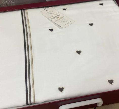 Постельное бельё "Maison D'or" LAMOUR Сатин Евро, бело-коричневый