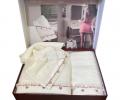 Комплект полотенец с кружевом 30x50-50x100-85x150 Maison D'or "RUFFLE LOVE", кремовый/фиолетовый