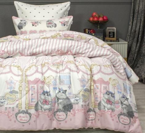 Постельное белье с одеялом "Kazanov.A." Лакки (жемчуг розовый кварц) Сатин, 1,5 спальный