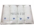 Салфетки махровые с вышивкой Maison D'or "SOFT HEARTS" 30х50-4шт., белый/голубой