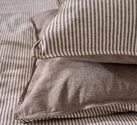 Постельное бельё Luxberry "ЛЁН И ХЛОПОК" Евро, белый/коричневая полоса