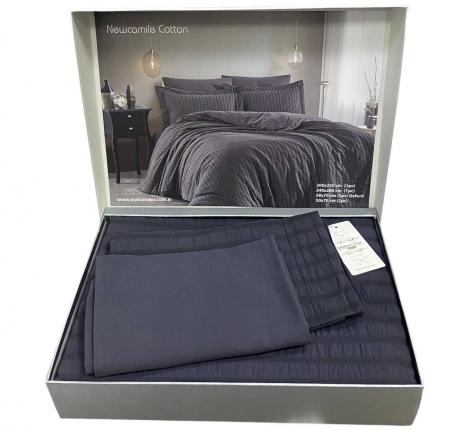 Постельное бельё "Maison D'or" NEW CAMILLE Жатый сатин 1,5 спальный, антрацит