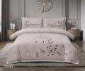 Постельное бельё EFOR COTTONI с вышивкой "листья на ветке" сиреневый, Евро
