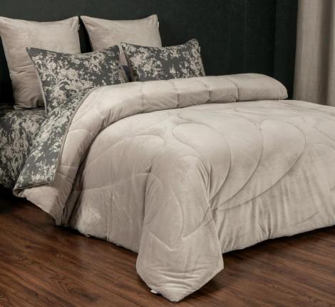 Постельное белье с одеялом "Kazanov.A." Эльба (бежевый графит) Велюр/Egypt Cotton, Евро