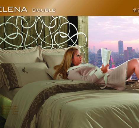 Постельное бельё &quot;Maison D'or&quot; HELENA  Сатин с кружевом 1,5 спальный, бежево-коричневый