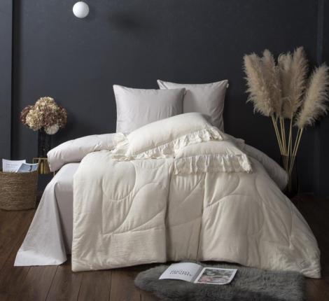 Постельное белье с одеялом "Kazanov.A." Solid Linen Satin (натуральный бежевый) Сатин, Евро