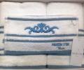 Комплект полотенец с вышивкой 30x50-50x100-70x140 Maison D'or &quot;BARON&quot;, белый-бирюзовый