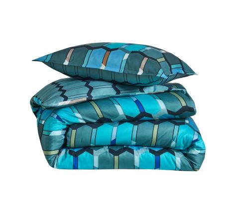 Постельное бельё "Blanc des Vosges" MOSAIC COBALT Сатин ДеЛюкс, Евро