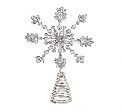 Верхушка "СНЕЖИНКА" серебряная, диаметр 26 см