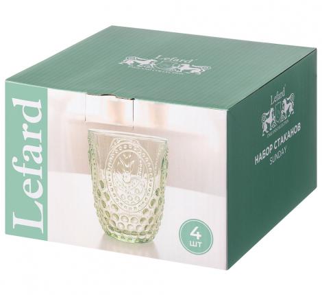 Набор стаканов для воды/сока 4 штуки "SUNDAY" GREEN, 280 мл