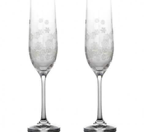 Набор бокалов для шампанского 2 штуки &quot;СНЕЖИНКИ&quot; 190 мл