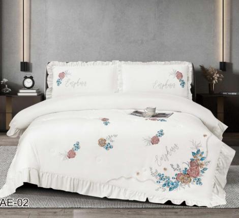 Постельное бельё EFOR COTTONI с вышивкой "цветная роза" белый, Евро