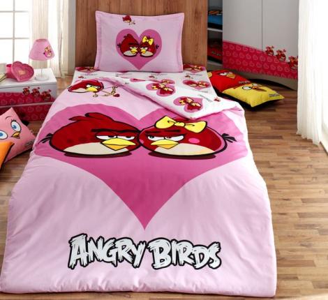 Постельное белье &quot;Virginia Secret&quot; Angry birds 1010-04 Ранфорс, 1,5 спальный