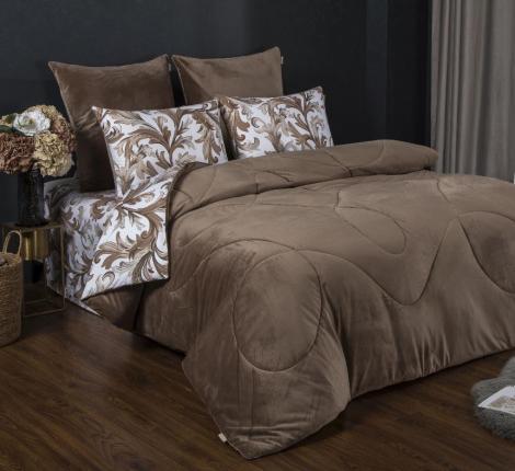 Постельное белье с одеялом "Kazanov.A." Медисон (капучино бежевый) Велюр/Egypt Cotton, Евро