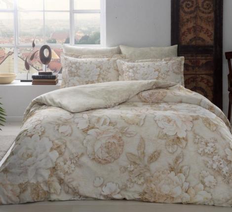 Постельное белье "TAC" Premium DIGITAL сатин DELUX SEINE Евро, бежевый