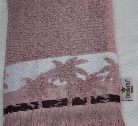 Полотенце махровое с бахромой "DO&CO" Жакард 70х140 (1/1 ) PALMIYE, брусничный