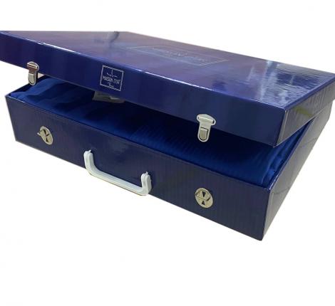 Постельное бельё "Maison D'or" ELEGANCE Страйп-сатин Евро, синий/серый