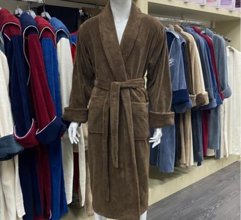 Халат мужской трига шалька "AMBIELLA A-1160" коричневый, L/XL