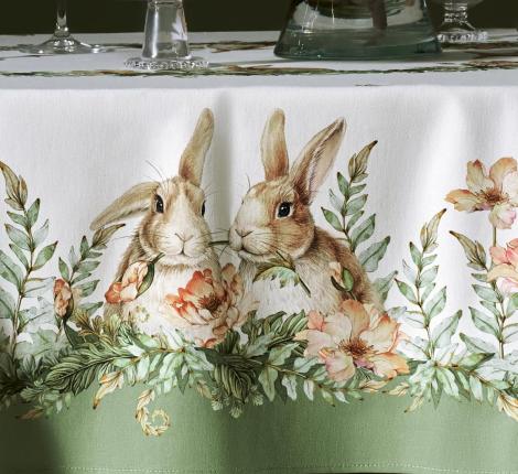 Скатерть овальная с пропиткой "SENSE" 140х180 см, зелёный