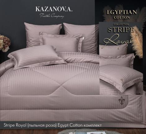 Постельное бельё с одеялом "Kazanov.A." Stripe Royal (пыльная роза) Страйп Сатин, Семейный