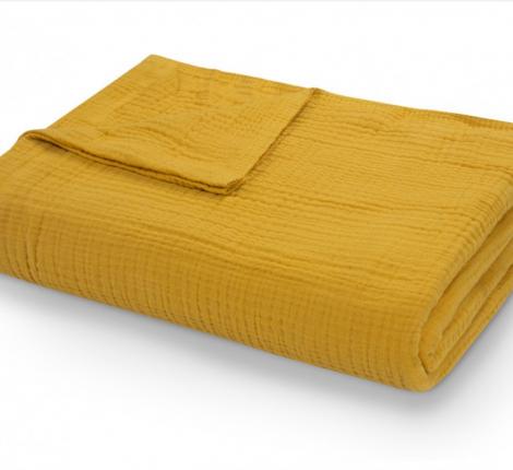 Покрывало-одеяло муслиновое Valtery (горчичное), 200х230