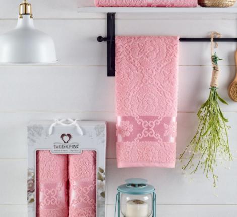 Комплект махровых полотенец &quot;TWO DOLPHINS&quot; (50x90/70х140) 2 шт. MELISSA, розовый