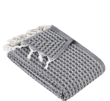 Покрывало вафельное с бахромой "METEOR" DEVONE (антрацит), 200х230