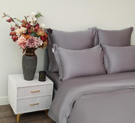 Постельное белье "Sofi de Marko" Моно (серо-лиловый) Сатин ДеЛюкс, Евро макс