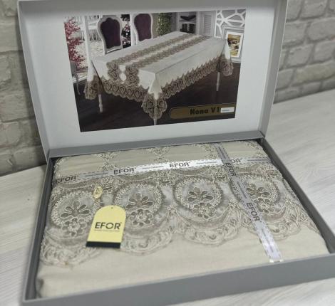Скатерть EFOR "NONA V1 GARDENYA" 160х220, капучино