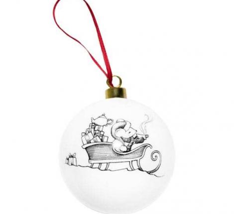 Шарик фарфоровый Rory Dobner "MOUSE IN SLEIGH", диаметр 8 см