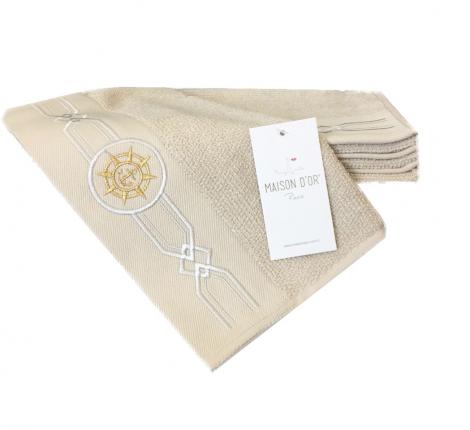 Салфетки махровые с вышивкой Maison D'or "ELEGANZE MARIN" 30х50-4шт., бежевый
