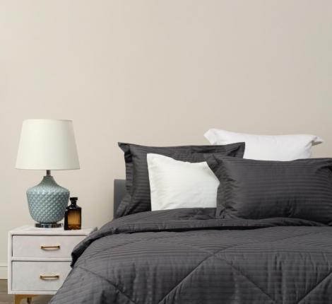 Постельное белье с одеялом "Sofi de Marko" Федерико (антрацит) Страйп Сатин, Евро