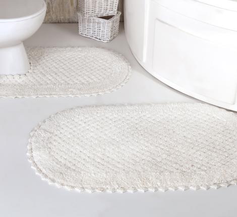Набор ковриков для ванной &quot;MODALIN&quot; кружевной PRIOR 60x100 + 50x70 см 1/2, Кремовый
