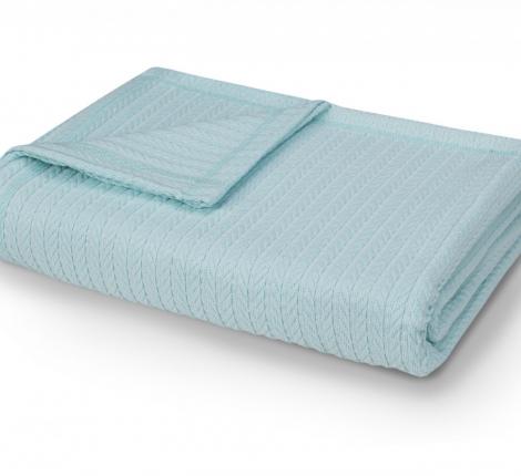 Плед-покрывало хлопковый "КОСА" голубой (Mavi), 160х230
