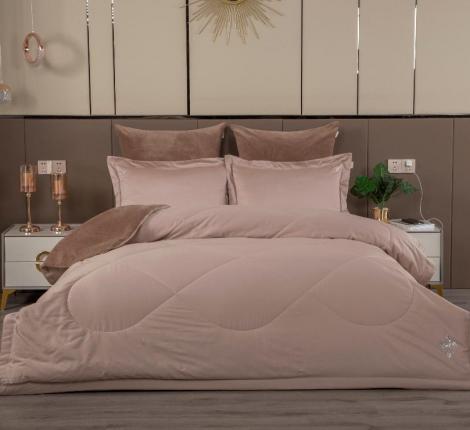 Постельное белье с одеялом "Kazanov.A." Lindor Fluffy (карамель) Велюр/Egypt Cotton, Евро