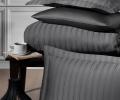 Постельное бельё "DO&CO" Сатин DELUX STRIPE, Евро (антрацит)
