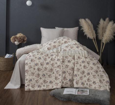 Постельное бельё с одеялом "Kazanov.A." Solid Linen Satin Фиделия (натуральный бежевый) Сатин, Евро