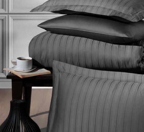 Постельное бельё "DO&CO" Сатин DELUX STRIPE, Евро (антрацит)