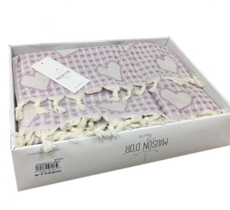 Комплект вафельных полотенец с  40x60-50x100-100x150 Maison D'or &quot;GISELLA&quot;, фиолетовый