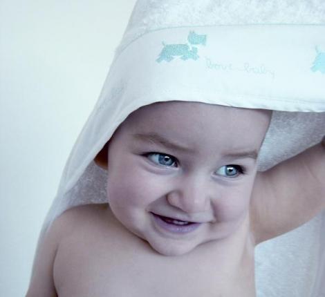 Полотенце с капюшоном BOVI "СОБАЧКИ" 100х100, белый/голубой