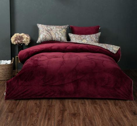 Постельное белье с одеялом "Kazanov.A." Агра (бургунд платина) Велюр/Egypt Cotton,  Евро