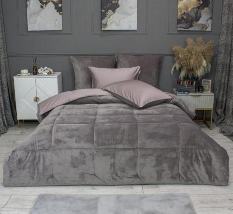 Постельное белье с одеялом "Kazanov.A." Sheffild Premium (капучино латте) Велюр/Сатин, Семейный