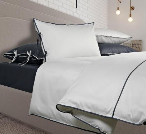 Постельное бельё Sharmes Solid «LUCA» 1,5 спальный, белый/антрацит