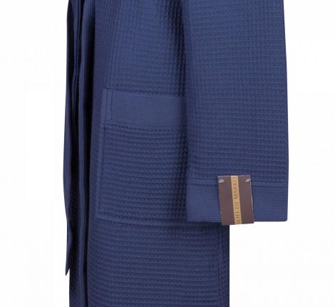 Мужской халат вафельный с капюшоном "Sofi de Marko" Гамлет (синий), S