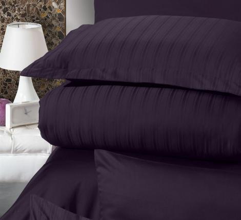 Постельное бельё "DO&CO" Сатин DELUX STRIPE, 1,5 спальный (фиолетовый)