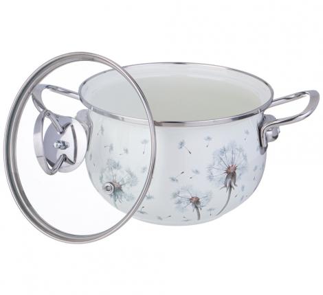 Кастрюля эмалированная со стеклянной крышкой "DANDELION", 2,0 л