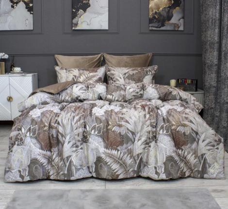 Постельное белье с одеялом "Kazanov.A." Мармарис (бежевый капучино) Велюр/Egypt Cotton, Семейный