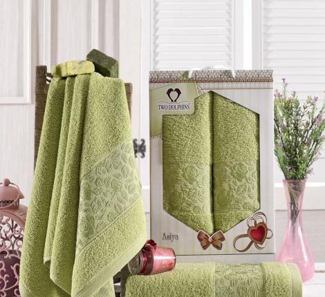 Комплект махровых полотенец "TWO DOLPHINS" (50x90/70х140) 2 шт. ASIYA, Фисташковый