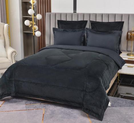 Постельное белье с одеялом "Sofi de Marko" Энрике (черный) Велюр, 1,5 спальный