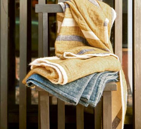 Плед хлопковый "ALIZES" bleu corinthe 150х170, синий